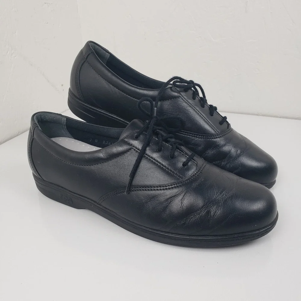 SAS Whisper Tripad Comfort‎ Women's 9 N Black Leather Lace Up Oxford Shoes